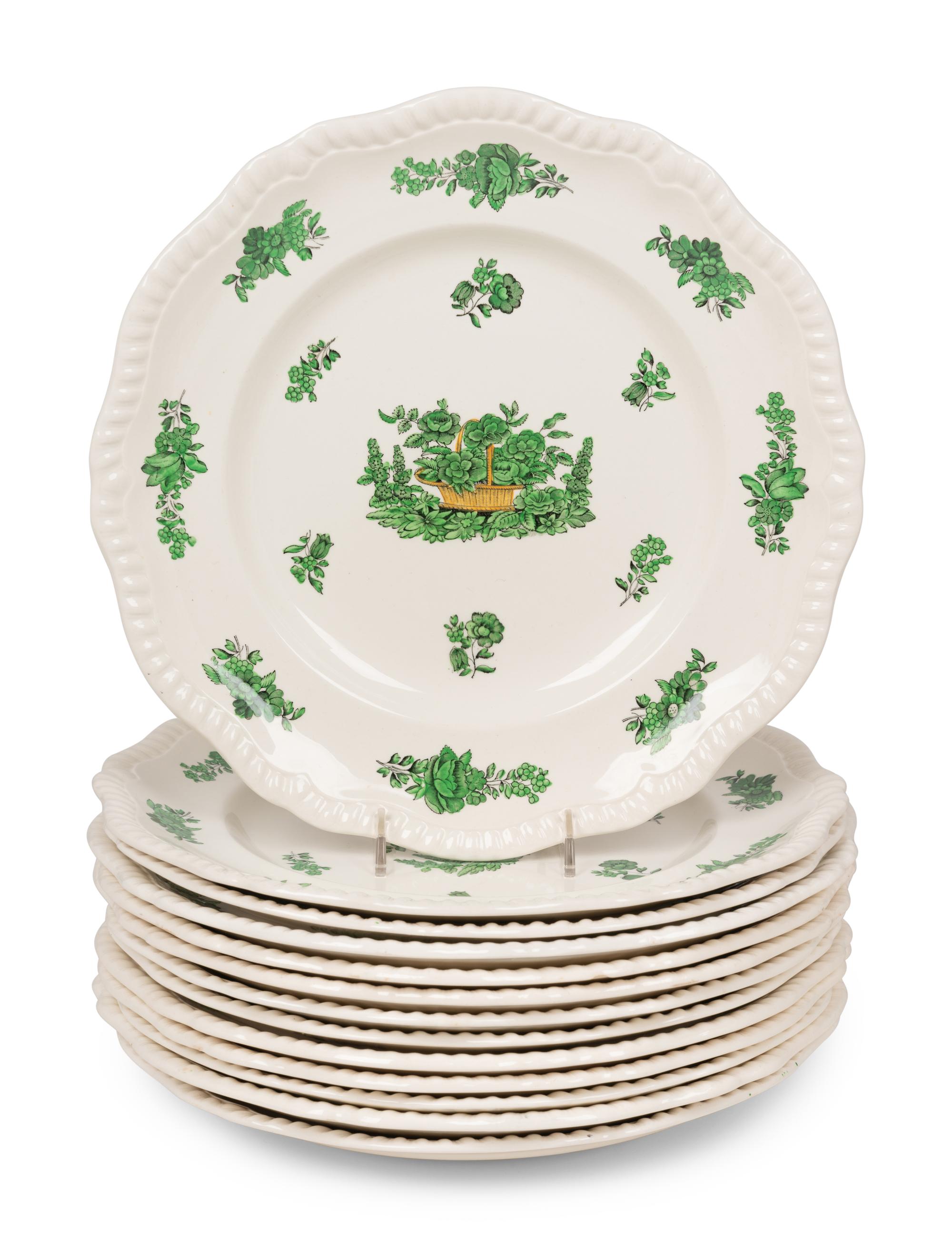 A Spode Green Basket Dinner Service