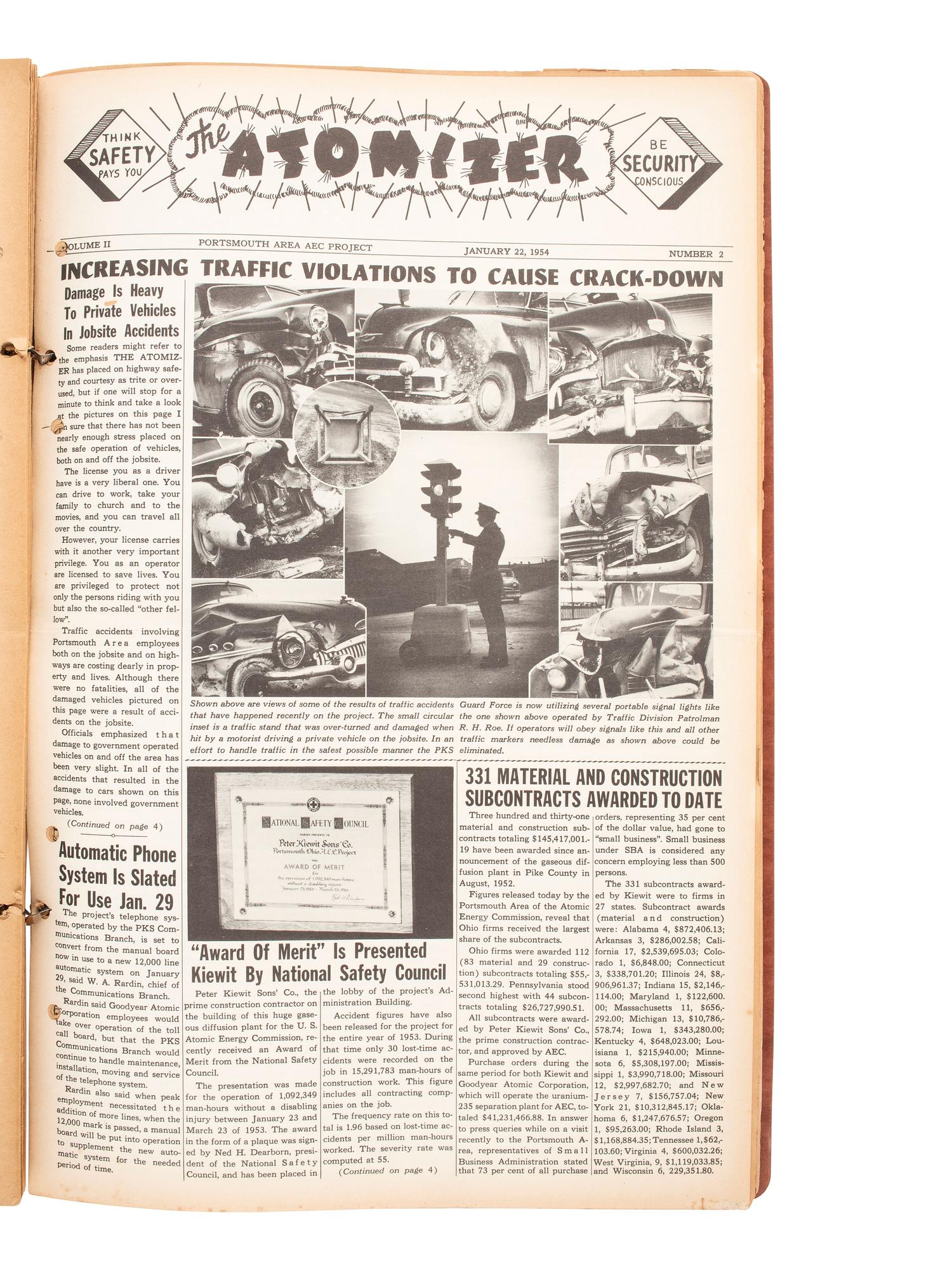 [SCIENCE & TECHNOLOGY]. The Atomizer . Portsmouth Area AEC Project, 1953-1955. A group of 52 biweekly newsletters printed by the contractor who built the Portsmouth uranium enrichment plant.