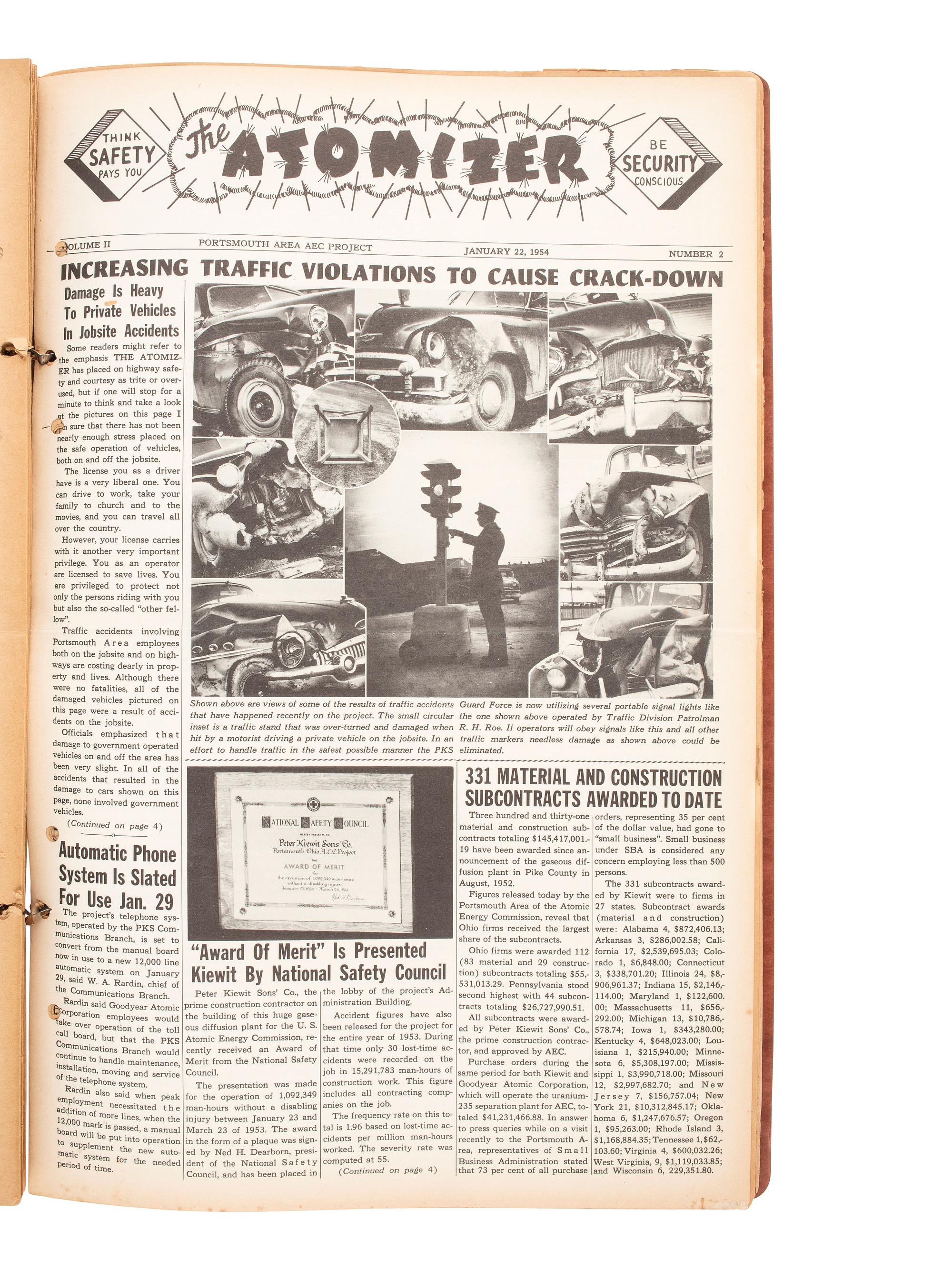 [SCIENCE & TECHNOLOGY]. The Atomizer . Portsmouth Area AEC Project, 1953-1955. A group of 52 biweekly newsletters printed by the contractor who built the Portsmouth uranium enrichment plant.