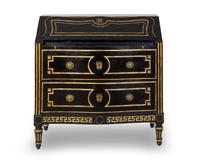 A Hollywood Regency Style Black and Gilt Painted Slant Front Desk — 20TH CENTURY