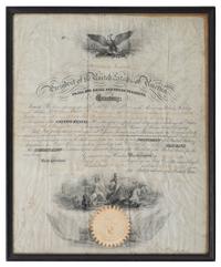 [CIVIL WAR]. LINCOLN, Abraham (1809-1865). Naval appointment signed ("Abraham Lincoln") as President. 17 July 1862. Countersigned by Gideon Welles.