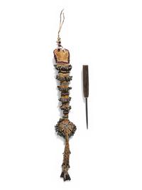 Mescalero Apache Beaded Hide Awl Case, and Awl