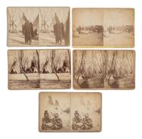 A group of 11 stereoviews documenting Sitting Bull's internment at Fort Randall, Dakota Territory. Bailey, Dix, and Mead, 1882.