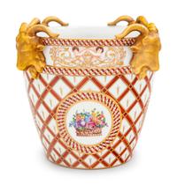 A Dresden Painted and Parcel Gilt Porcelain Pail