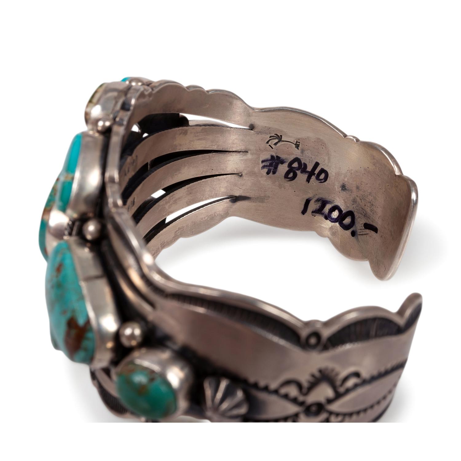 Sterling Silver and Turquoise Cluster Cuff Bracelet