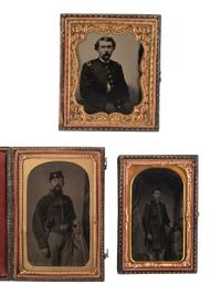 [CIVIL WAR]. 3 tintypes of Union soldiers, incl. double-armed cavalryman.