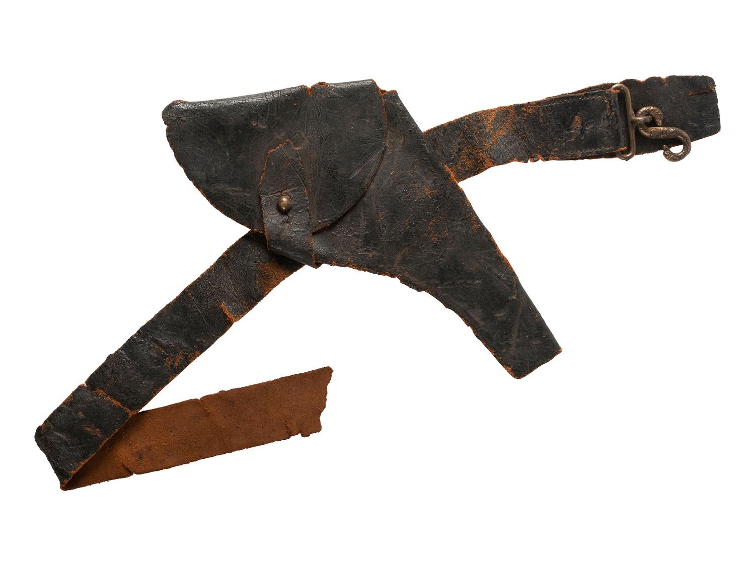 [CIVIL WAR]. Confederate belt and military holster remnants.