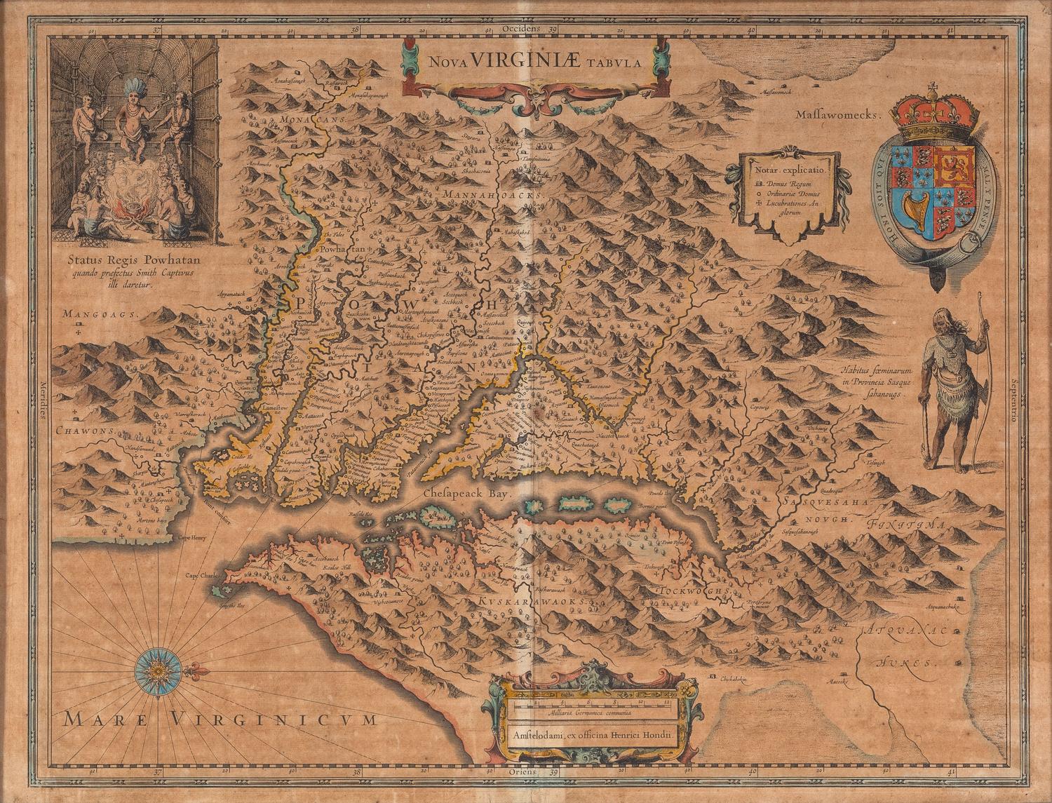 HONDIUS Henricus (1573-1650). Nova Virginiae Tabula . Amsterdam, ca 1645?