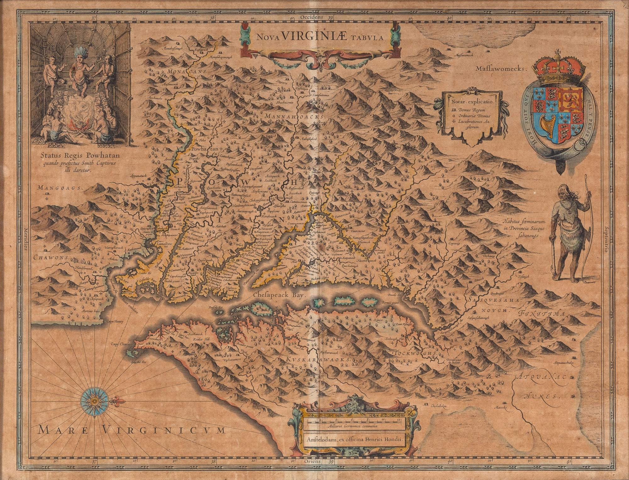 HONDIUS Henricus (1573-1650). Nova Virginiae Tabula . Amsterdam, ca 1645?