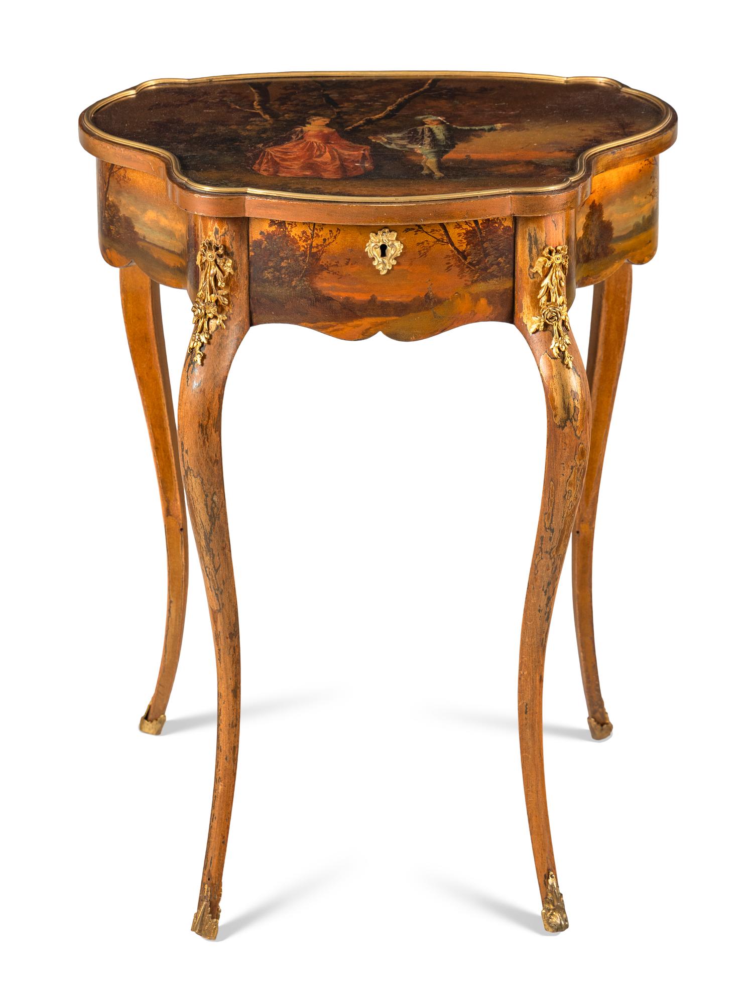 A Louis XV Style Vernis Martin Side Table