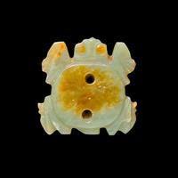 A Small Chinese Hongshan Style Celadon and Russet Jade Turtle Amulet 紅山風格 青玉龜