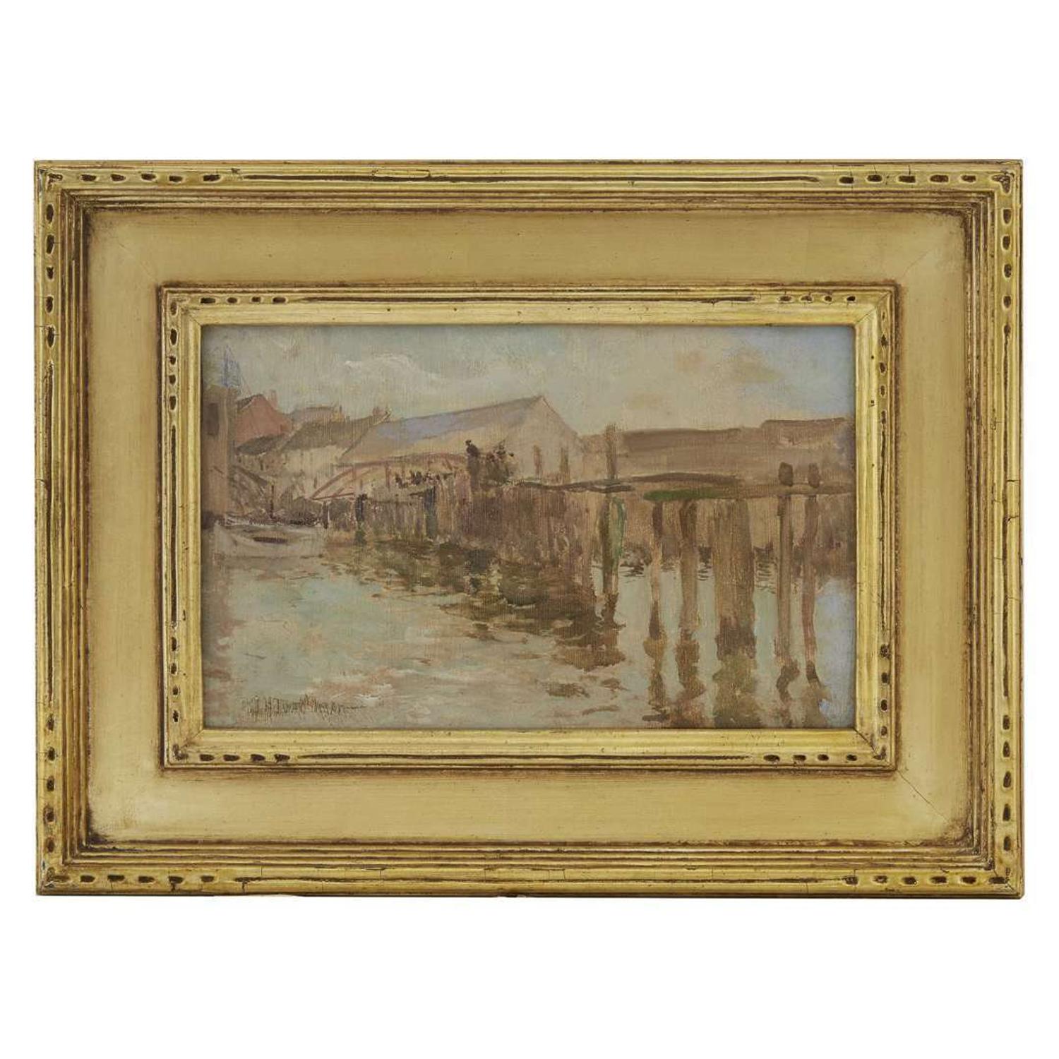 JOHN HENRY TWACHTMAN (AMERICAN 1853–1902) "THE LANDING, NEWPORT"