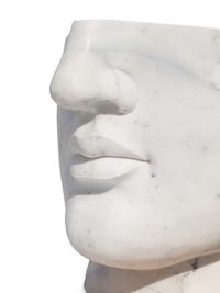 A Pair of Italian Carved White Marble “Face” Chairs