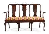 A George II Style Mahogany Triple Chairback Settee