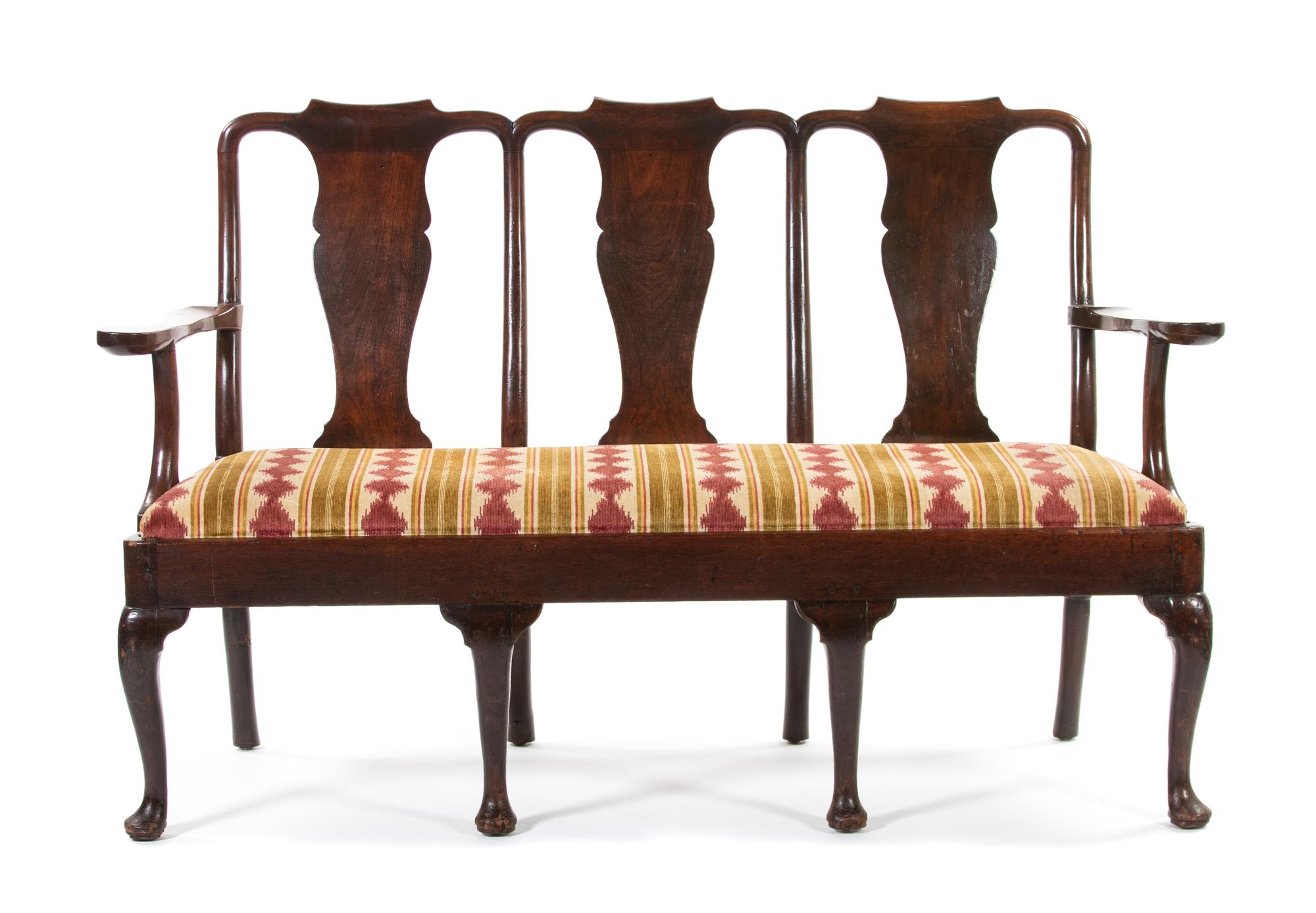 A George II Style Mahogany Triple Chairback Settee