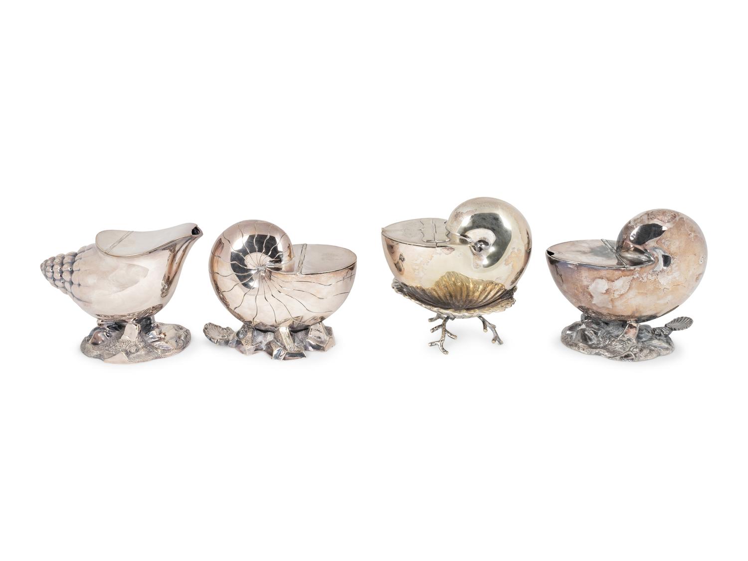 A Group of Four English Silver Plate Spoon Warmers — 19TH CENTURY