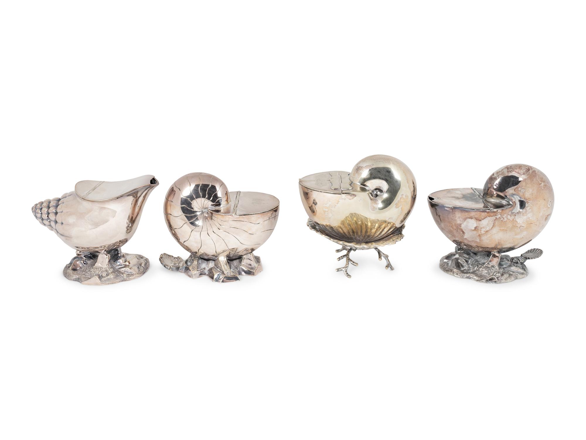 A Group of Four English Silver Plate Spoon Warmers — 19TH CENTURY