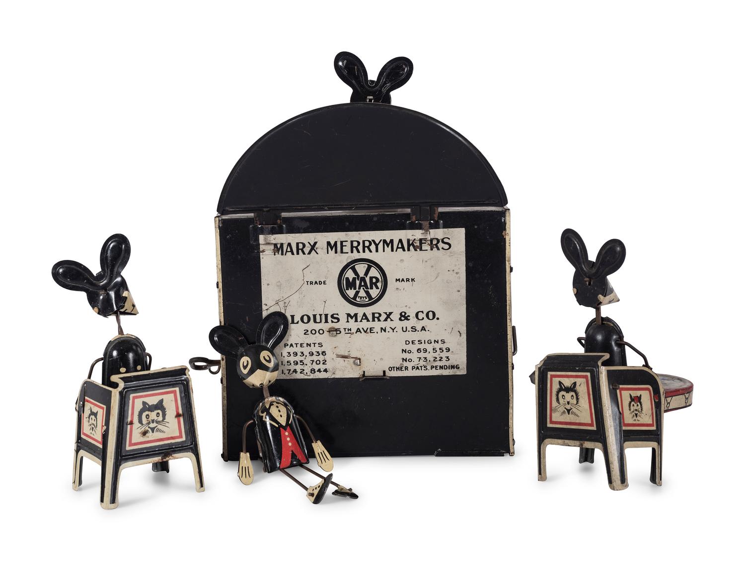 A Marx Merry Makers Tin Wind-Up Mouse Band with Original Box