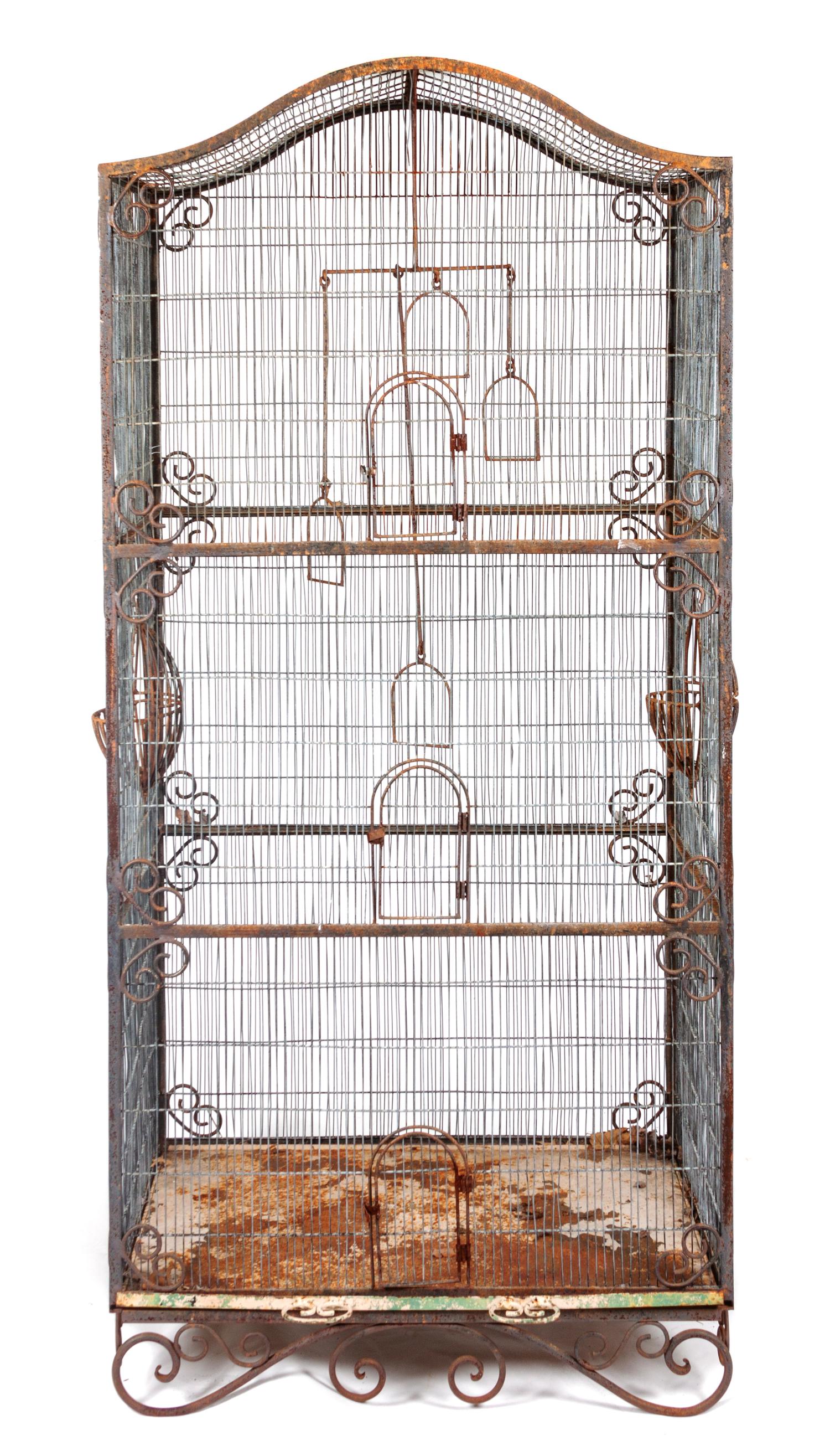 A Cast Iron Birdcage Height 78 1/2 x width 40 x depth 24 inches. — 20TH CENTURY