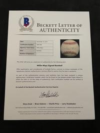 A Willie Mays Signed Autograph Baseball (Beckett Authentication Services Letter BAS Certified),