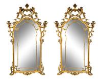 A Pair of Italian Rococo Style Giltwood Mirrors