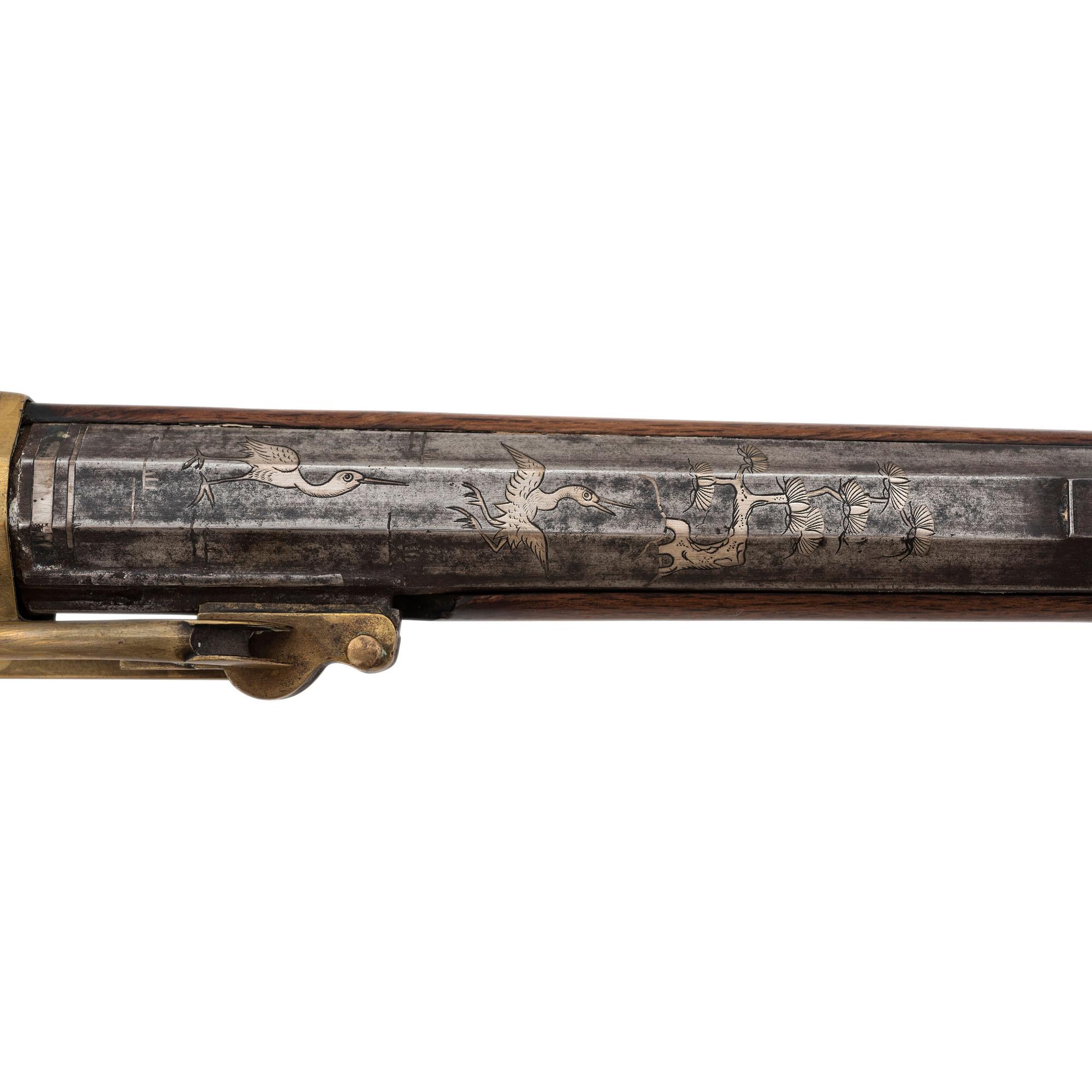 Japanese Tanegashima Matchlock with Powderflasks and Portfolio with Provenance Related to US Army 2nd Lt. Ralph M. Setser