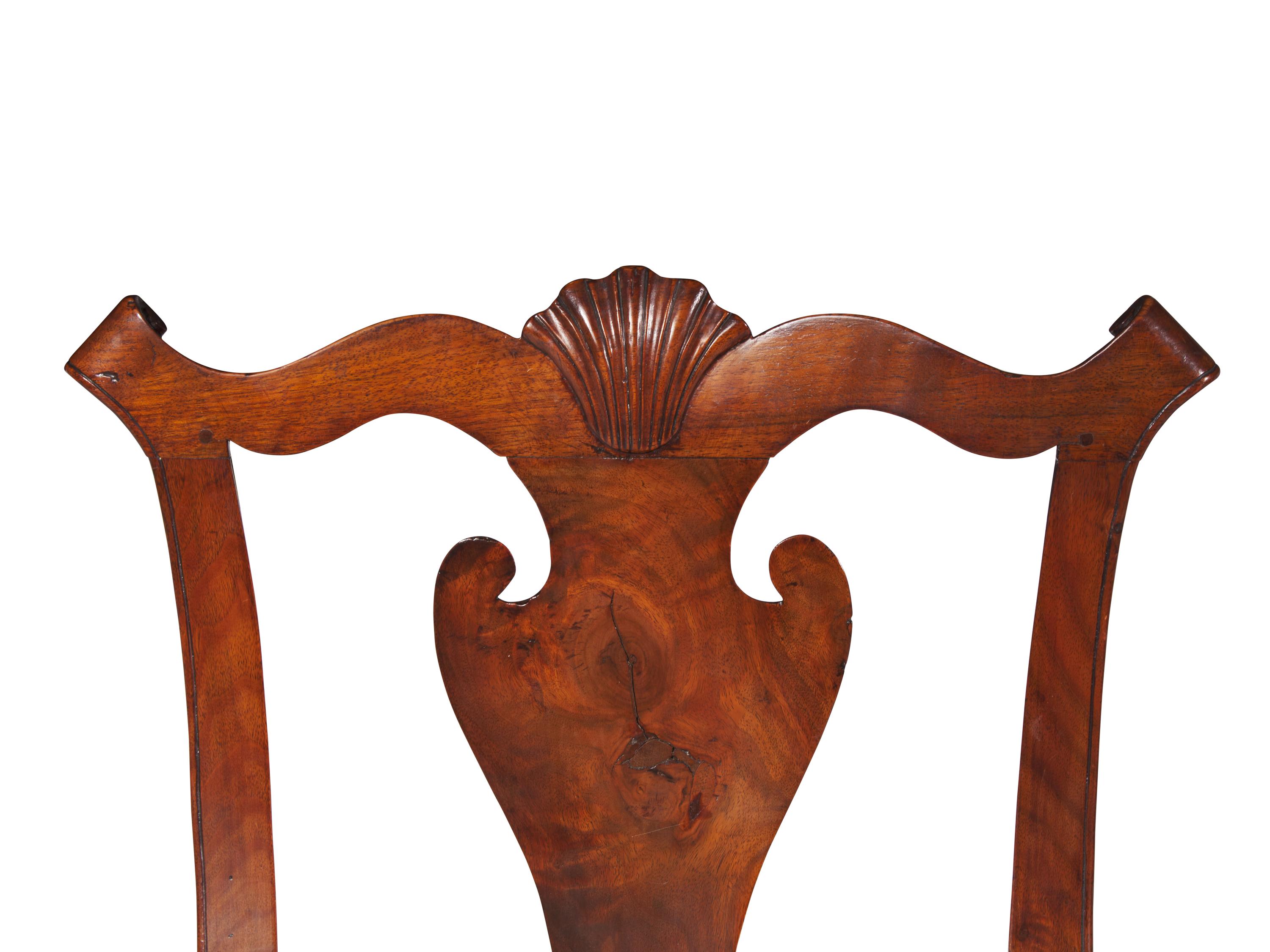 A Chippendale Carved Walnut Side Chair