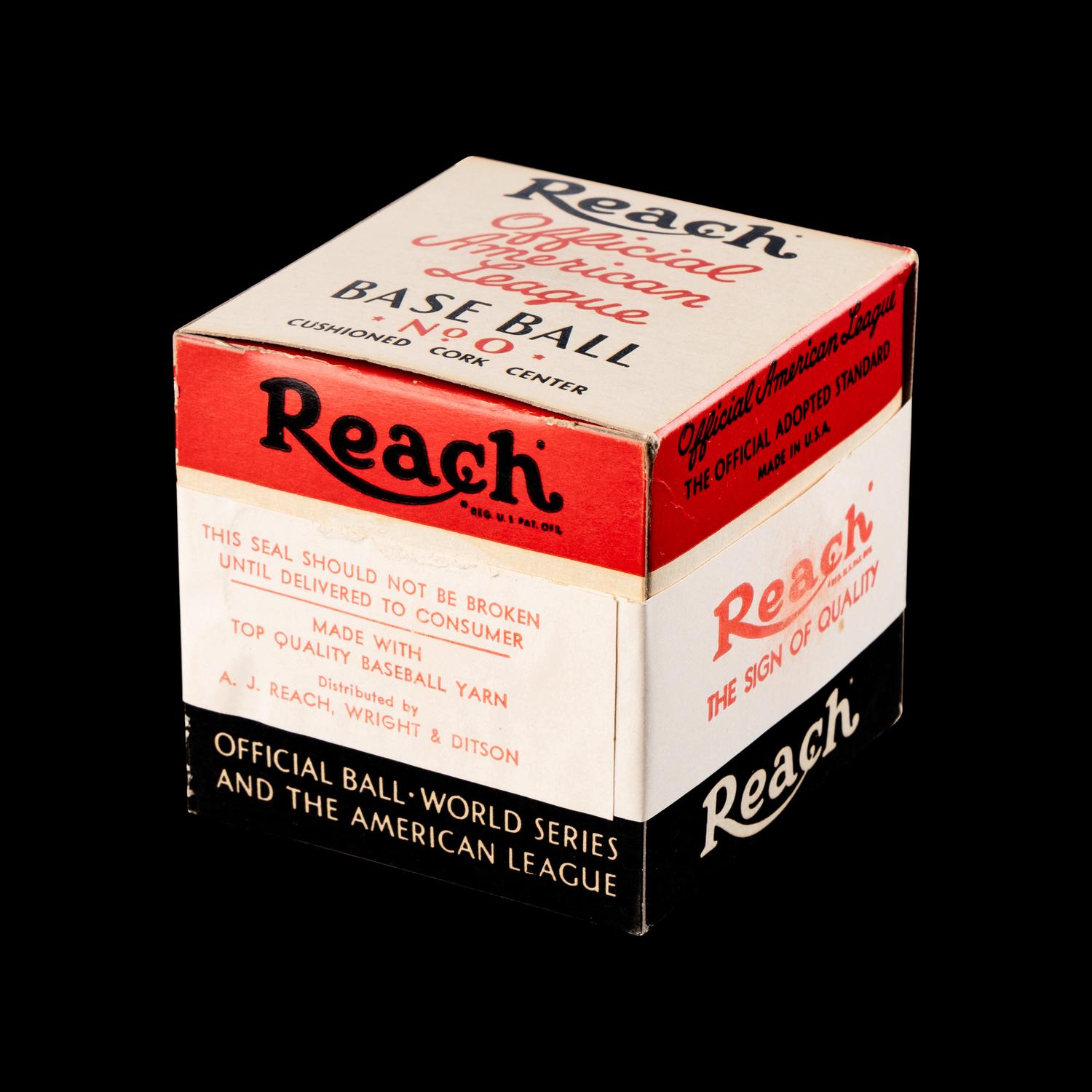 An Original, Unused 1940s Reach Official American League Baseball in Sealed Box