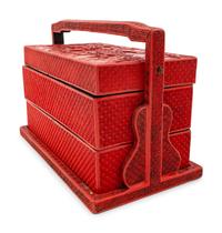 A Chinese Carved Red Lacquer Two-Tier Picnic Box