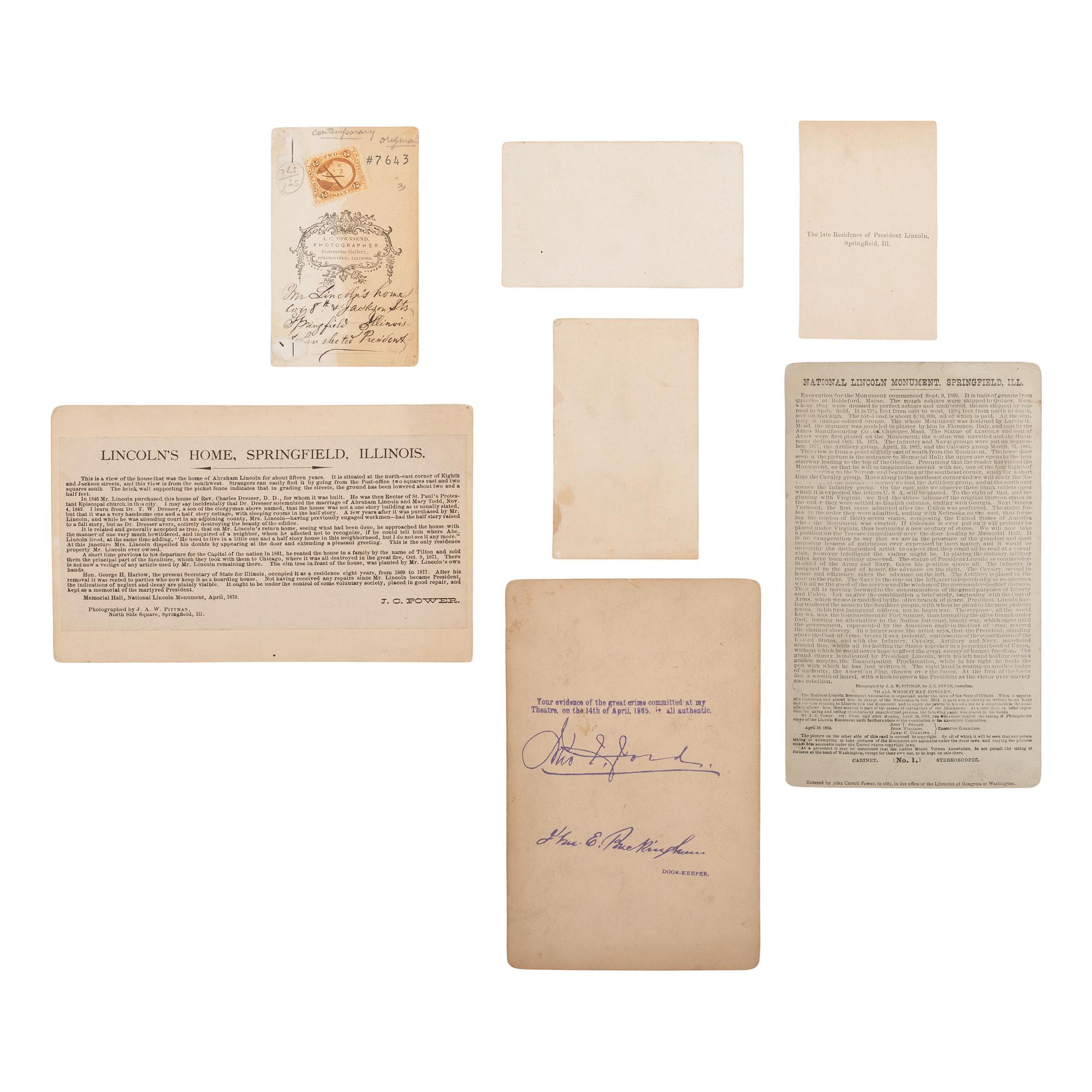 [Lincoln, Abraham] Group of Seven Photographs of Lincoln's Springfield Home and Funeral