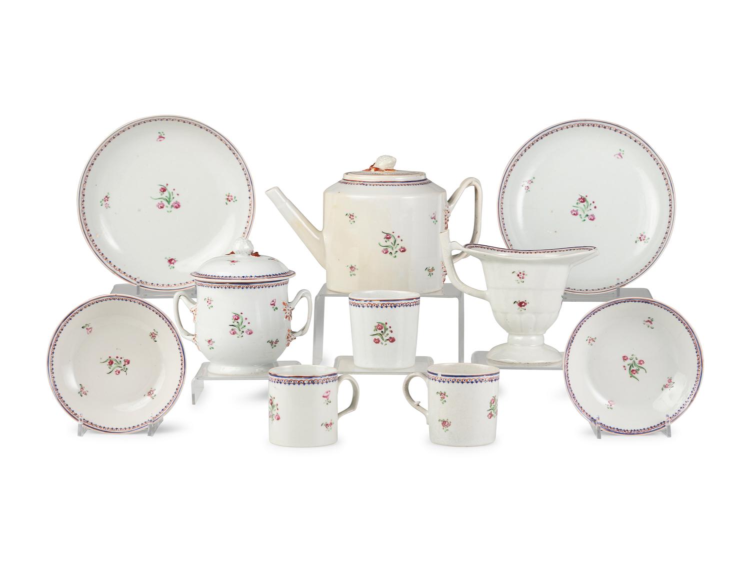 A Chinese Export Famille Rose Porcelain Tea Service