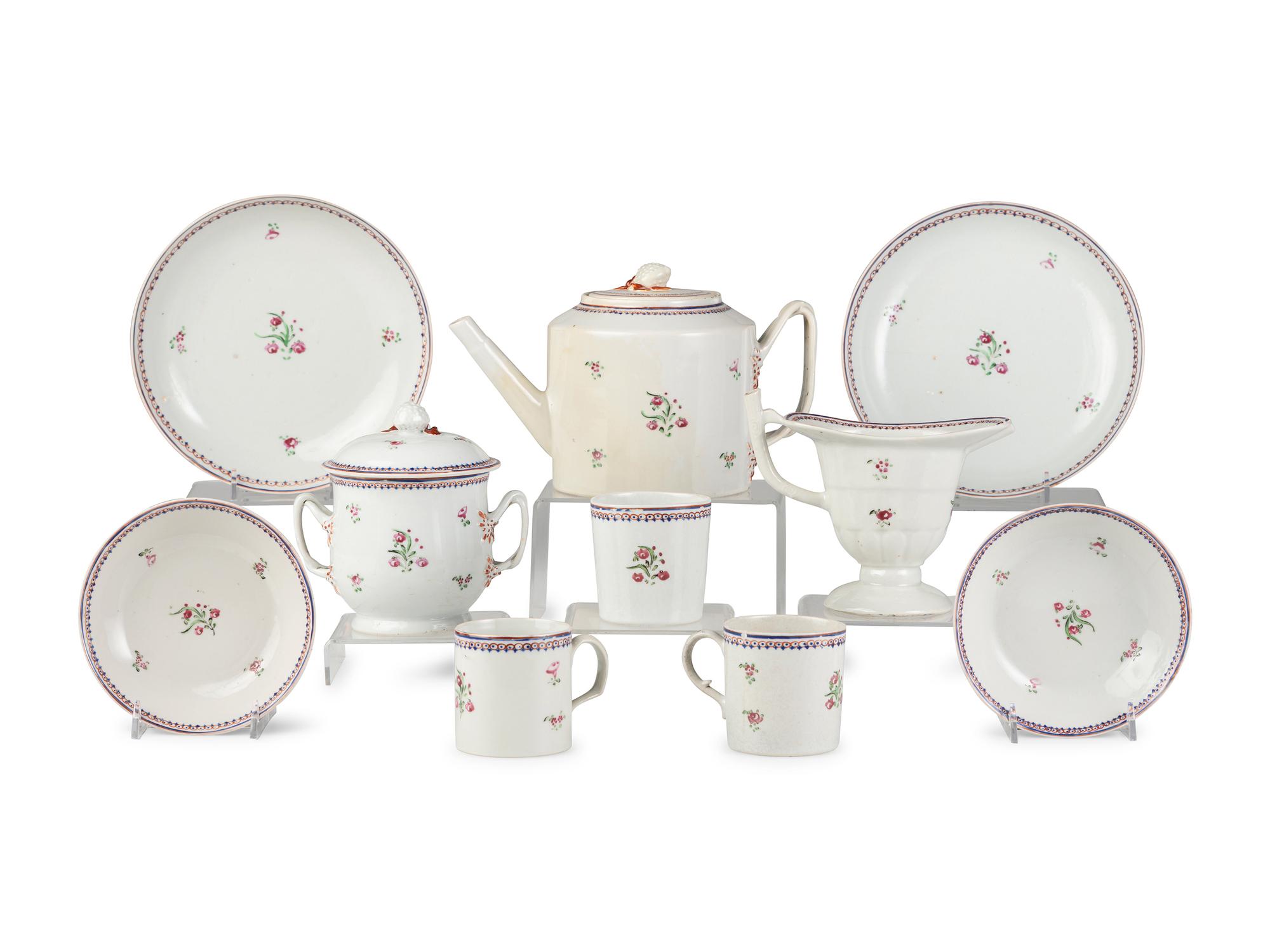 A Chinese Export Famille Rose Porcelain Tea Service