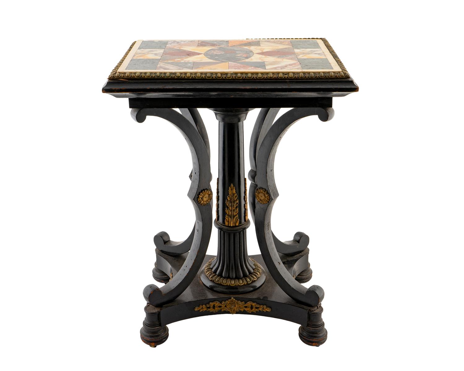 An Italian Ebonized Wood and Specimen Marble Table — LATE 19TH CENTURY