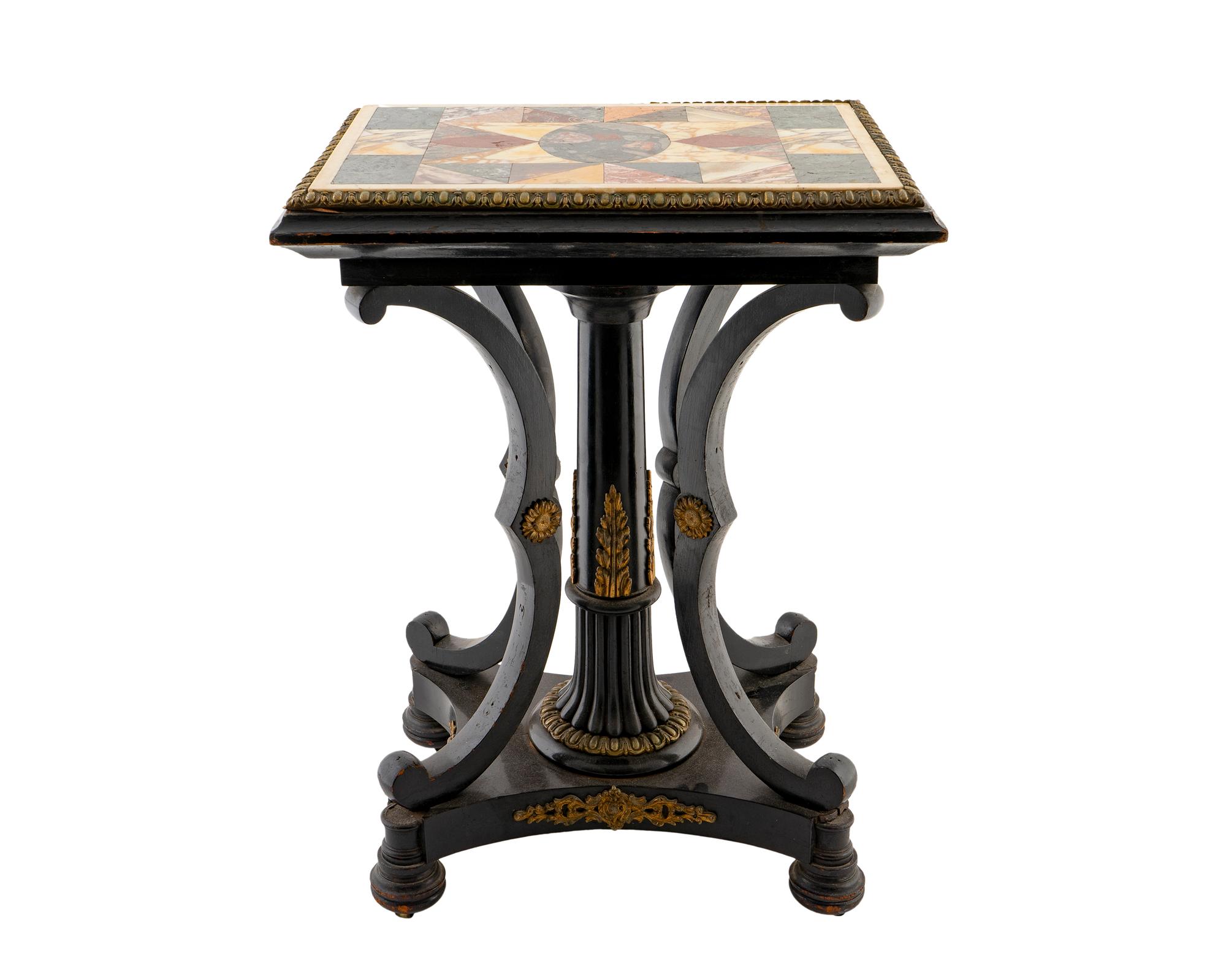 An Italian Ebonized Wood and Specimen Marble Table — LATE 19TH CENTURY