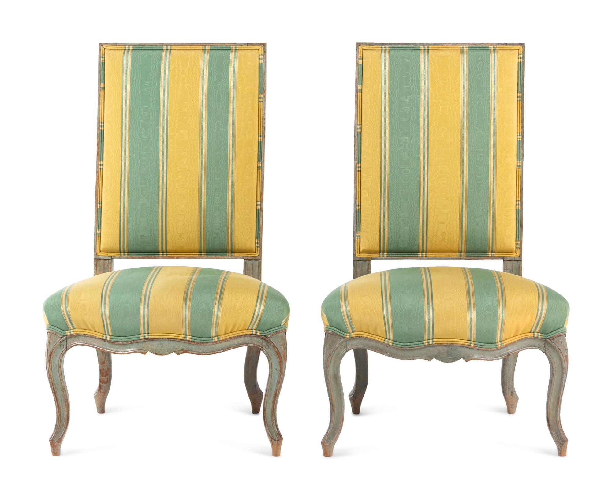 A Pair of Louis XV Painted Chaises