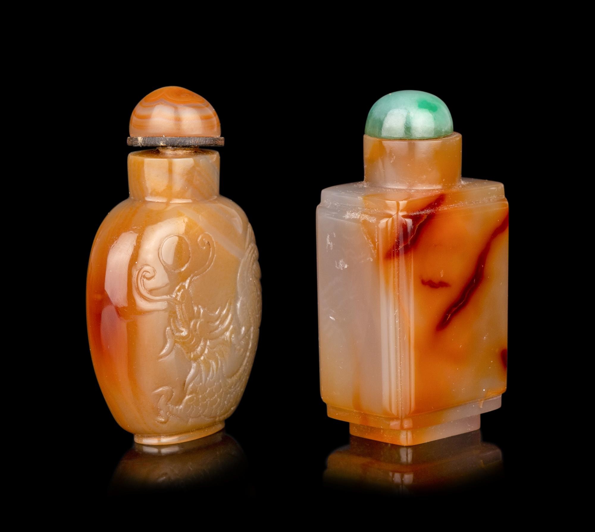 Two Chinese Agate Snuff Bottles