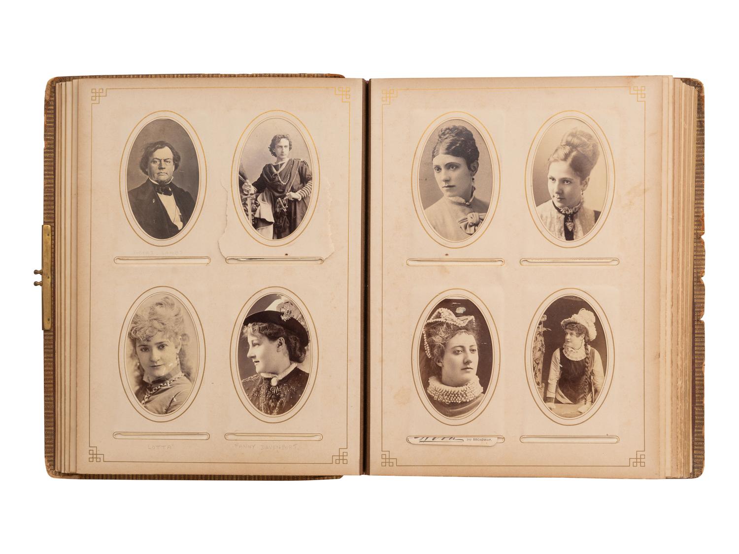[THEATER]. Photo album containing portraits of stage performers, incl. Edwin Booth.