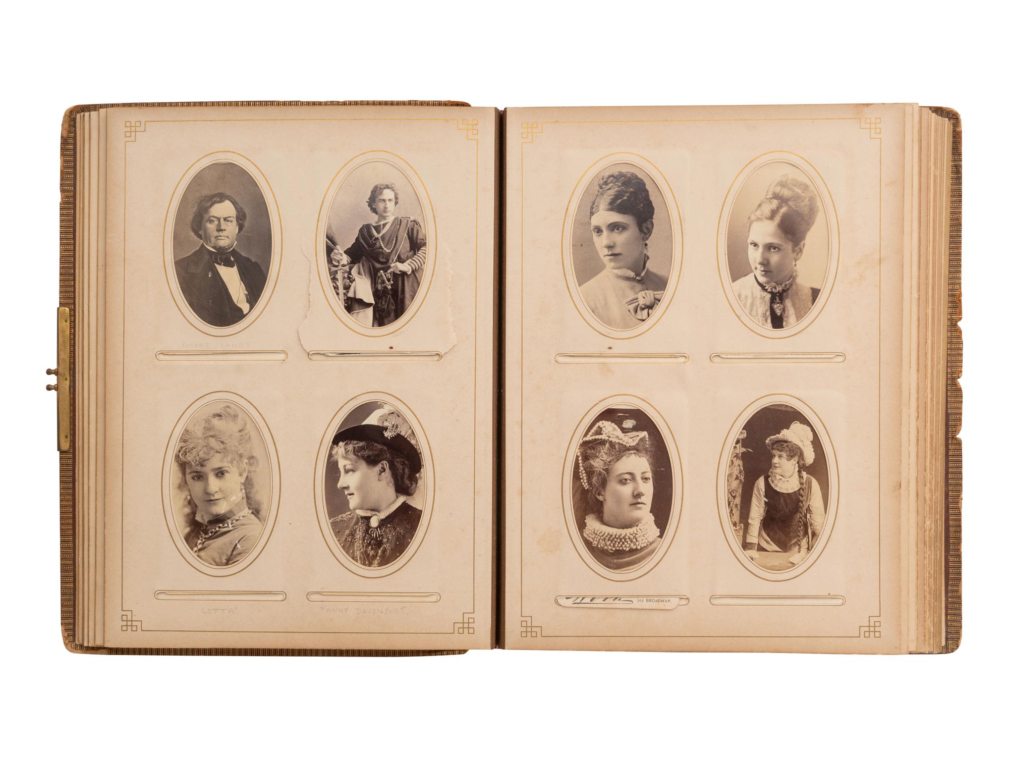 [THEATER]. Photo album containing portraits of stage performers, incl. Edwin Booth.