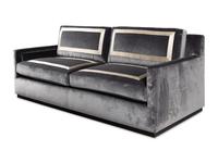 A Custom Velvet-Upholstered Two-Seat Sofa