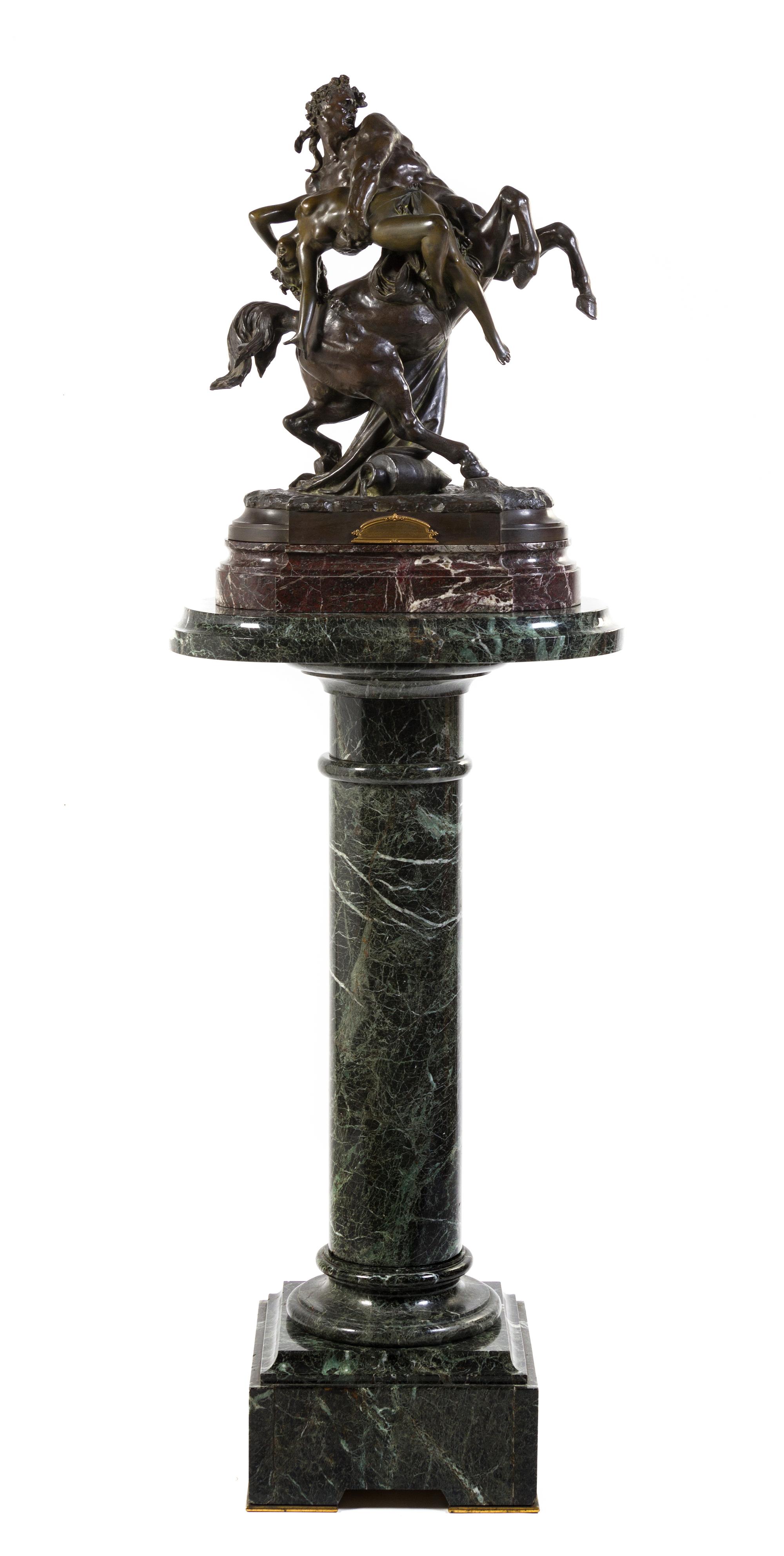 A French Bronze Figural Group, Albert-Ernest Carrier-Belleuse (1824-1887), Height of bronze 25 1/2 inches.