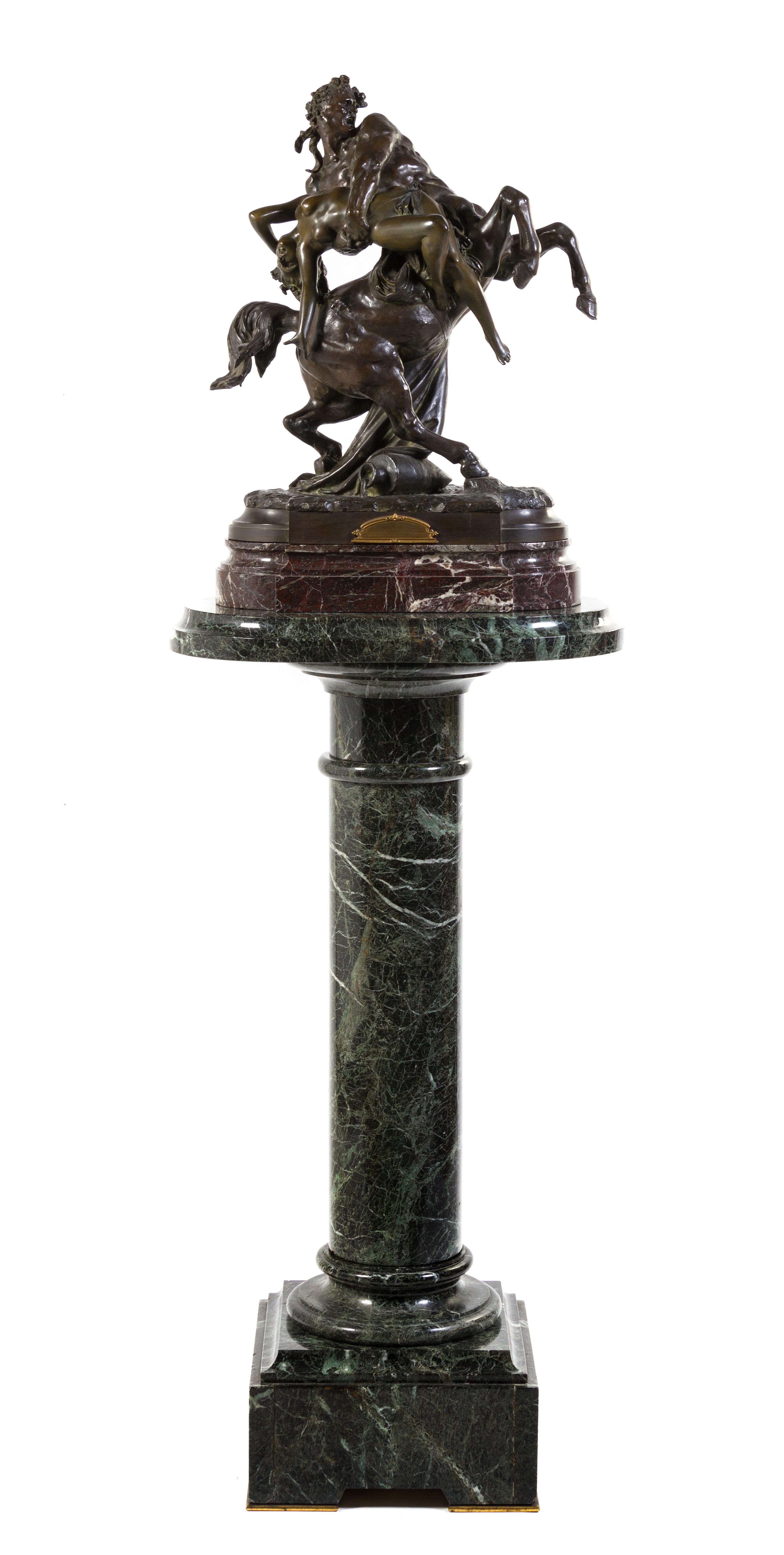 A French Bronze Figural Group, Albert-Ernest Carrier-Belleuse (1824-1887), Height of bronze 25 1/2 inches.