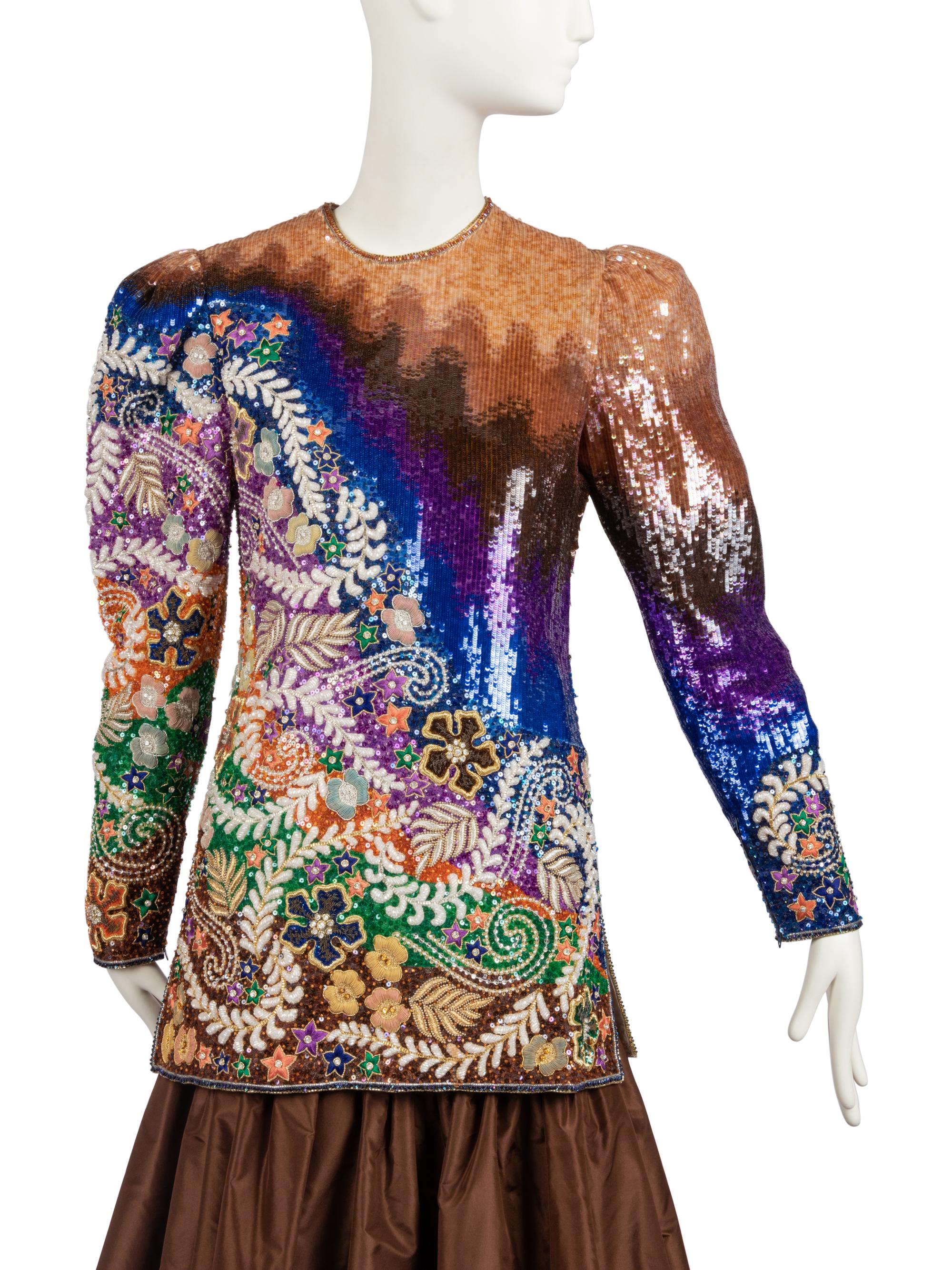 Mary McFadden Couture Top & Skirt, 1980s