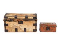 Two English Haircalf and Leather-Clad Boxes