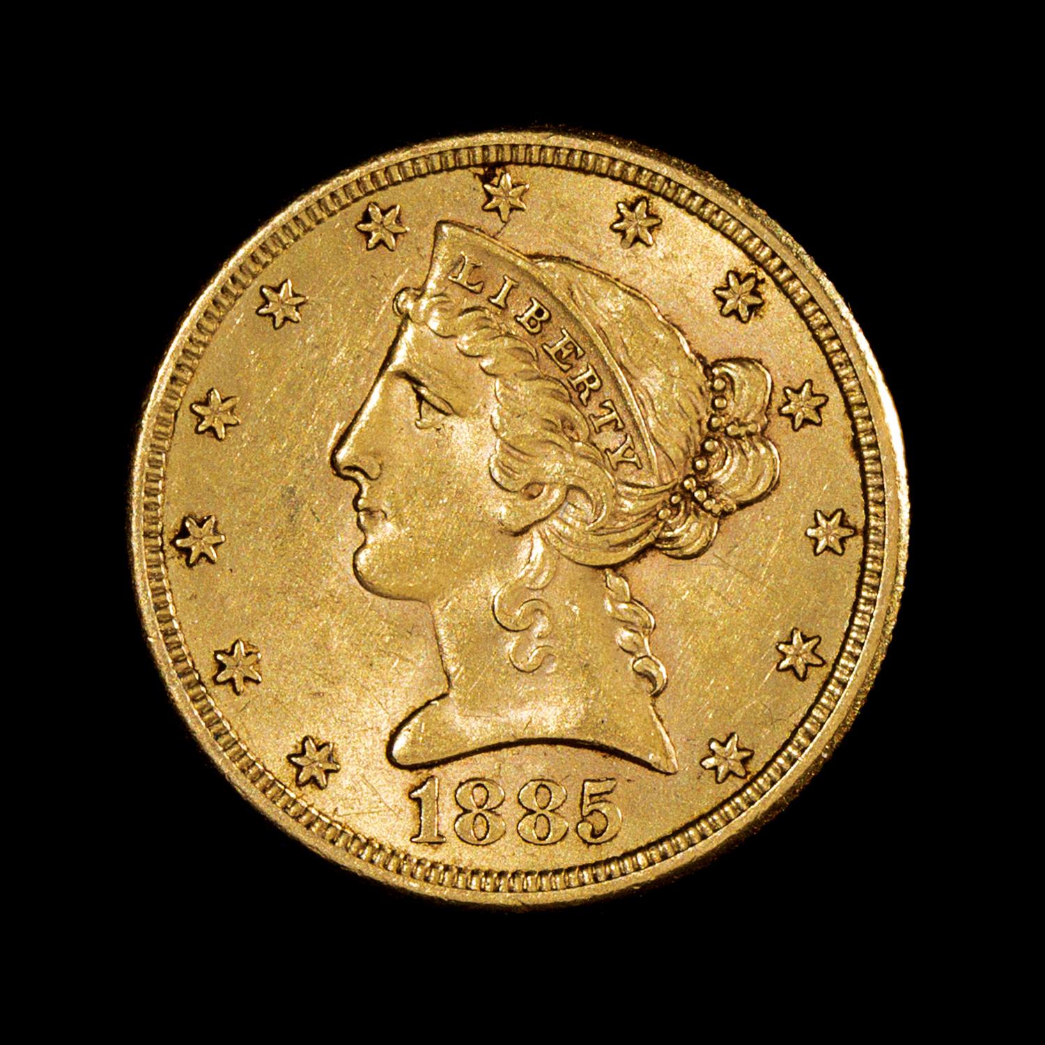A United States 1885-S Liberty Head $5 Gold Coin