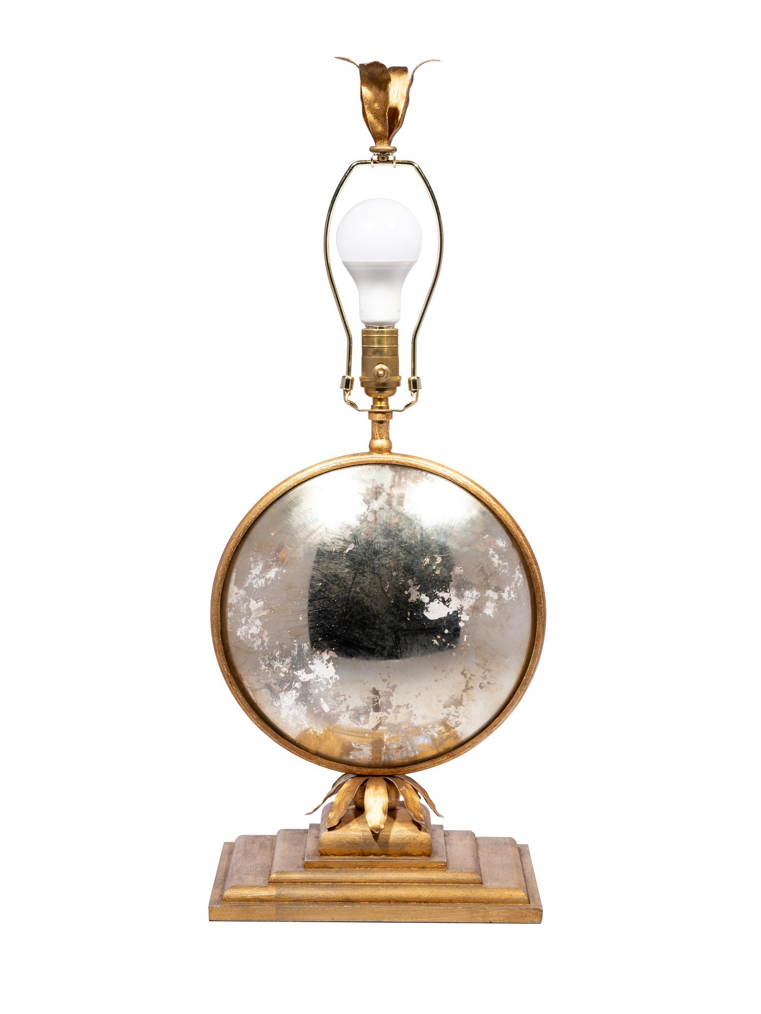 A Contemporary Glass and Gilt Metal Table Lamp