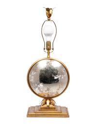 A Contemporary Glass and Gilt Metal Table Lamp