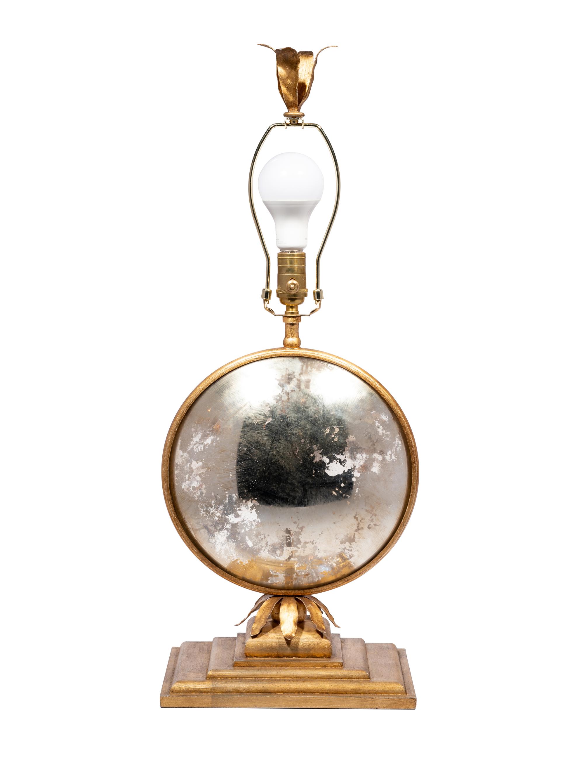 A Contemporary Glass and Gilt Metal Table Lamp