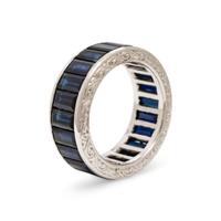 Sapphire and White Gold Eternity Band