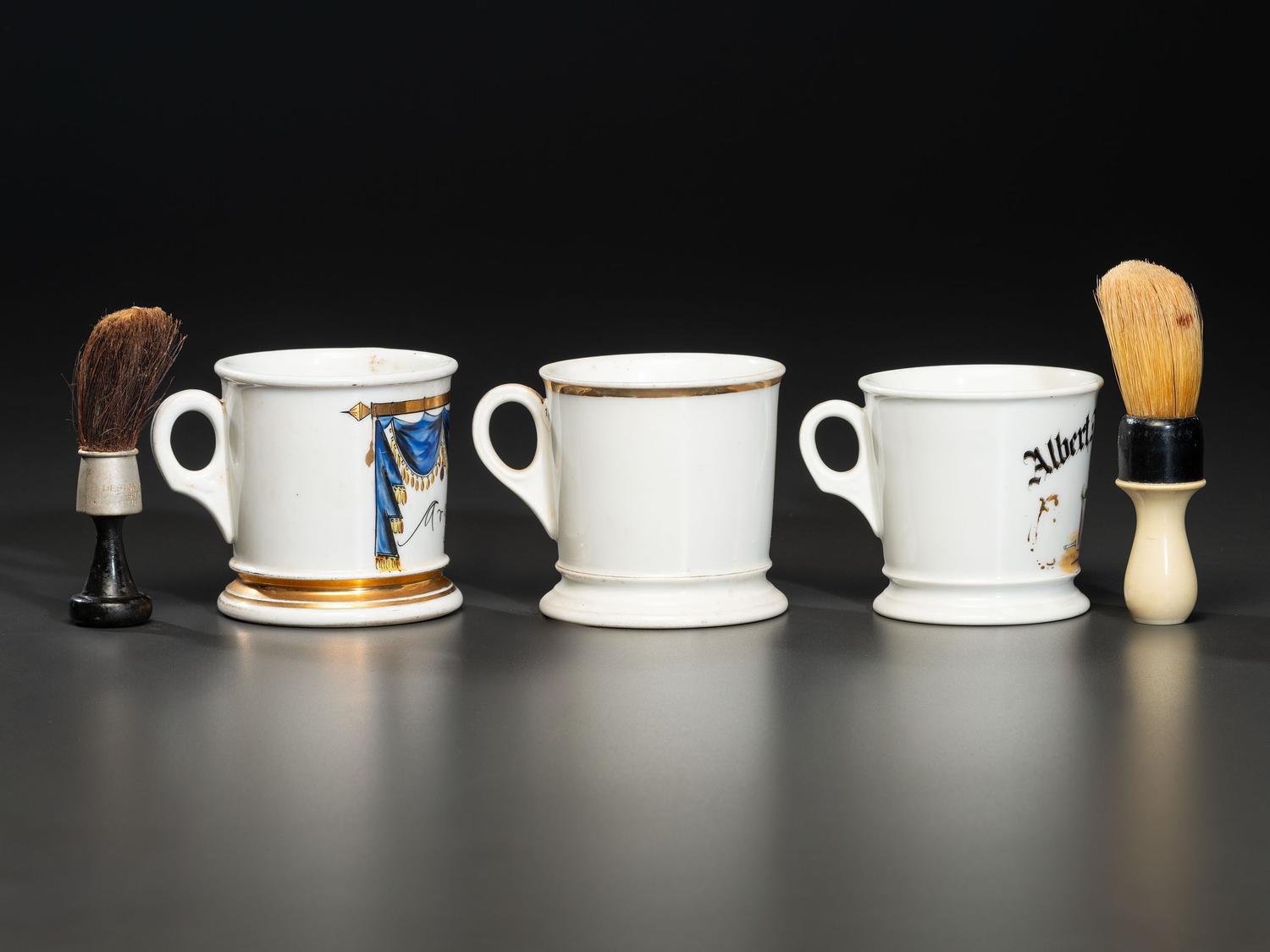 Three Porcelain Occupational Shaving Mugs