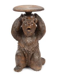 A Black Forest Carved Figural Stool